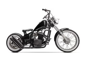 Foto op Plexiglas Motorfiets Studio shot van een zwarte custom motor