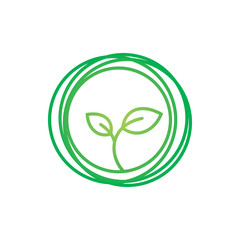 green circle art color line leaf logo design
