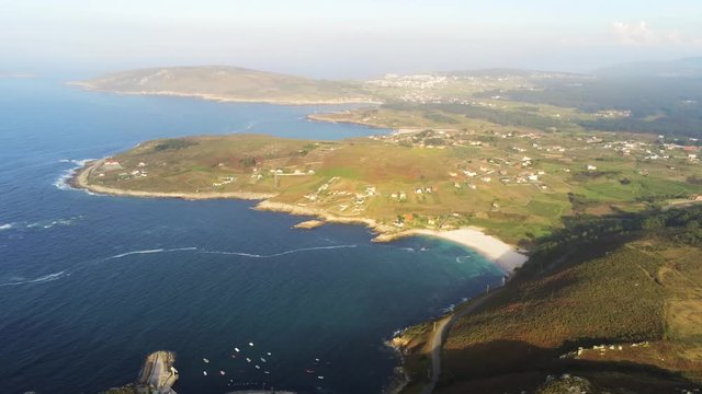 Aerial view of beautful Barizo green town, Barizo is a fishing town in the northern part of Spain, specifically along the Costa da Morte in the province of A Coru&ntilde;a in the autonomous region of Galicia