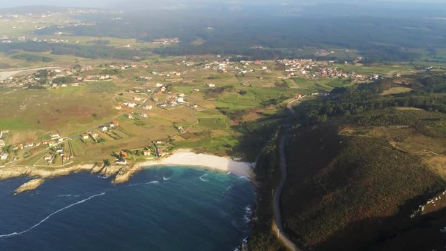 Aerial view of beautful Barizo green town, Barizo is a fishing town in the northern part of Spain, specifically along the Costa da Morte in the province of A Coru&ntilde;a in the autonomous region of Galicia