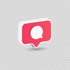 3d isometric comment icon on a red pin isolated on transparent background - vector