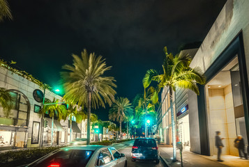 Rodeo Drive in Beverly Hills by night