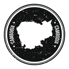 Cambodia Map Symbol. Round Design Stamp Travel and Business.