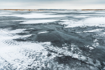 Ice crust on the river