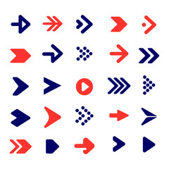 flat design pointer cursor Infographic icon arrow pack collection set Vector