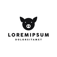 pig pork logo illustration icon design in trendy minimal style isolated on white background 
