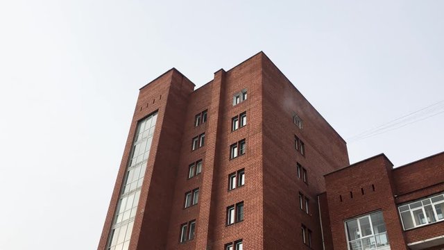 Snow Flying Off Roof Of Apartment Building In Ulan-Ude, Russia