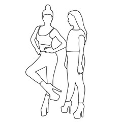 sketch of a sitting girl vector