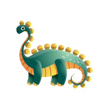 recommend clip art: Cute green colorful stegosaurus dinosaur from prehistoric period