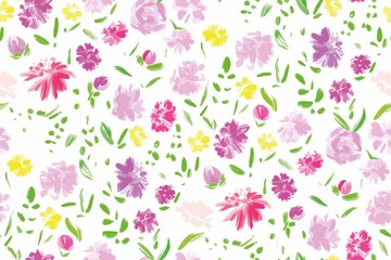 Fototapeta na wymiar Floral seamless background pattern. Colorful spring flowers hand drawn, vector. Spring summer. Fabric swatch, textile design,wrapping, paper