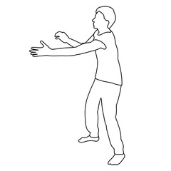 line drawing of a dancing man on a white background
