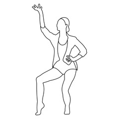 line drawing of a dancing woman on a white background