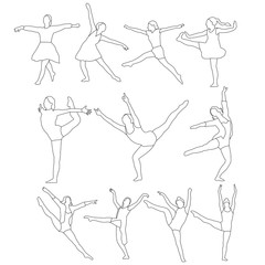line drawing of a dancing woman set on a white background