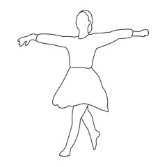 line drawing of a dancing woman on a white background