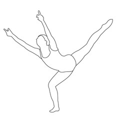 line drawing of a dancing woman on a white background