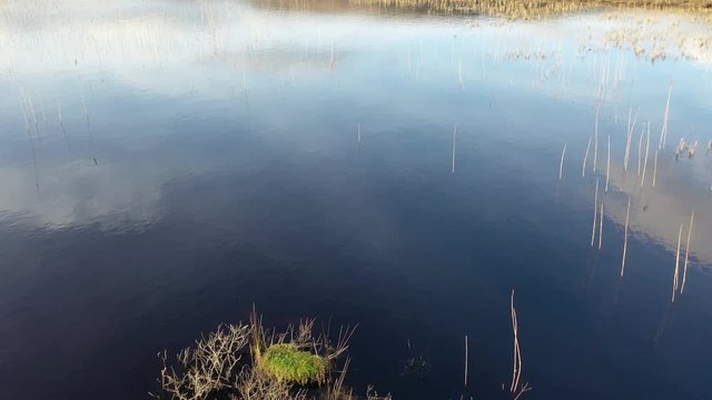 Flying over peatbog next to the town Glenties in County Donegal - Ireland