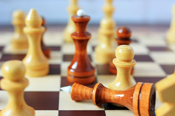Chess pieces on a chessboard