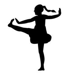 white background, black silhouette of a sexy girl dancing