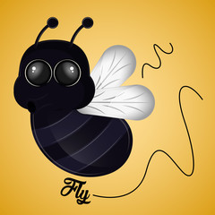 Cartoon of a cute happy fly