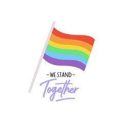 Cute LGBTQ pride print. Colorful design elements and typography. Vector hand drawn illustration and lettering.