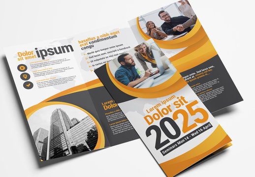 Trifold Brochure Layout with Modern Corporate Theme