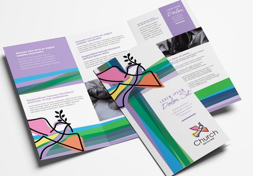 Modern Church Trifold Brochure Layout