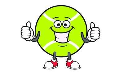 Illustration Vector of tennis ball cartoon characters flat design Perfect for T Shirt design,logo,sticker