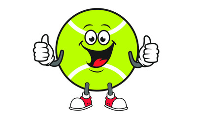 Illustration Vector of tennis ball cartoon characters flat design Perfect for T Shirt design,logo,sticker