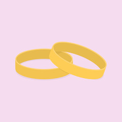 Wedding gold rings. Wedding concept. Vector illustration.