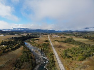Drone Shot Rocky Mountains Road