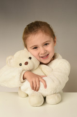  blonde little girl on white background