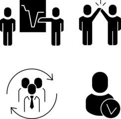  report graphics three persons in a round frame of two arrows glyph