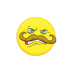 Angry Emoji with a mustache, cartoon images.