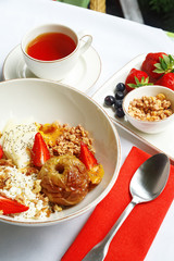 Gourmet meat meals assortment flat lay. Top view on restaurant table with menu of tasty grilled snacks. Concept for restaurant menu.