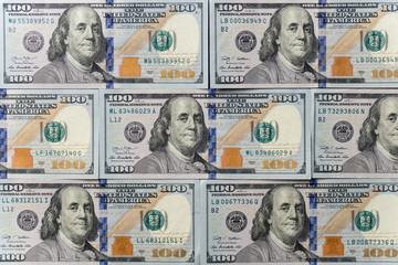 hundred dollar bills. money. texture of money. background made of money. 