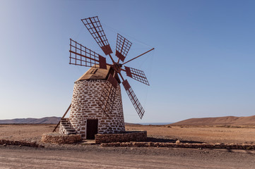 Traditional windmill on Fuerteventura Island, Canary Islands