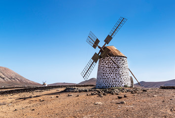 Traditional windmill on Fuerteventura Island, Canary Islands