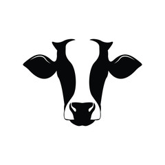 Head of a cow, Vector illustration of a cow black and white