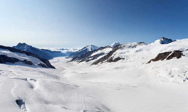 Switzerland, Bernese Oberland, Aletsch Glacier and Jungfraujoch