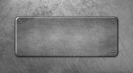 Deurstickers Metal plate on steel background © Avantgarde