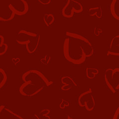 Seamless pattern with hand drawn hearts