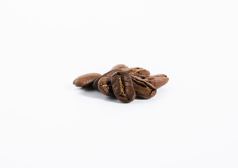 isolate, closeup coffee beans on a white background