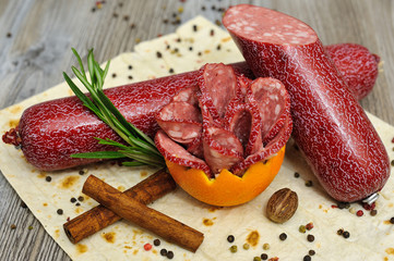 Sausage sausages and vegetables