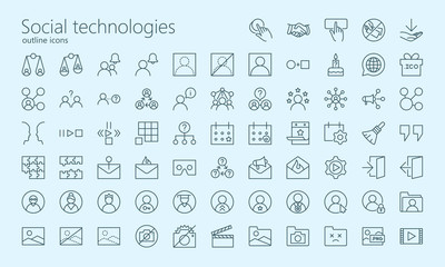Social technologies outline iconset