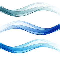 Set of blue abstract wave design element Vector wave