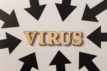 Word virus with arrow symbols 