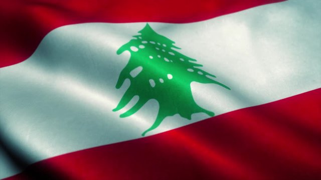 Lebanon flag waving in the wind. National flag of Lebanon. Sign of Lebanon seamless loop animation. 4K