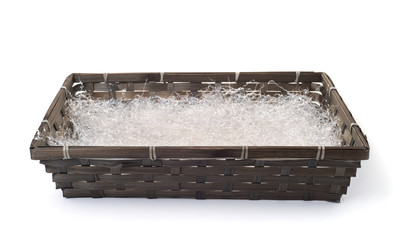  Shredded plastic  filler in wicker packaging tray