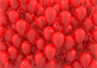  balloons red color 3d illustration