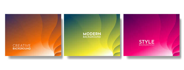 Fototapeta premium Dynamic modern set of yellow, purple, orange abstract liquid poster design, abstract fluid design for web landing poster banner mobile. Vector illustration. Eps10. Futuristic liquid style background